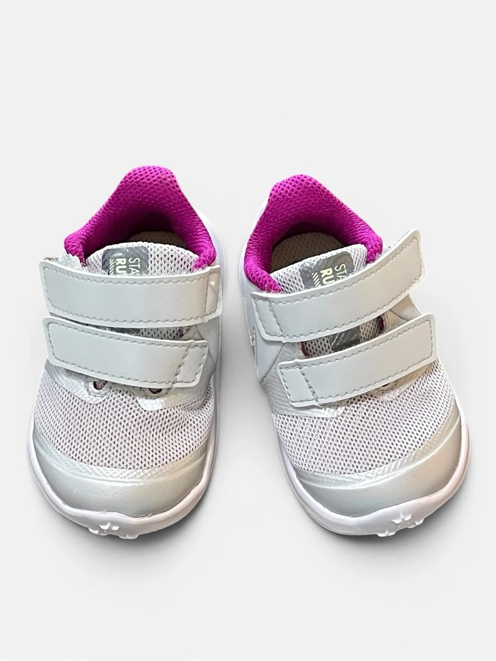 Nike Infant Star Runner White Sneakers Sz 3C Pink Lining Iridescent Swoosh